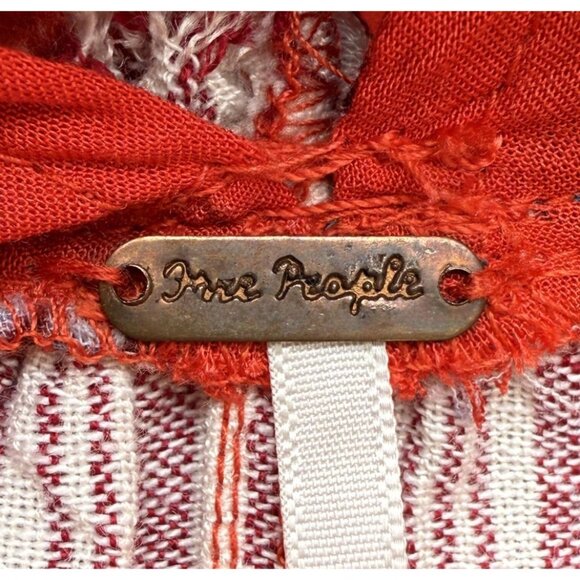 Free People Under The Sun Womens RedWhite Boho StripedFloral Tunic  Mini Dress M - Picture 5 of 8